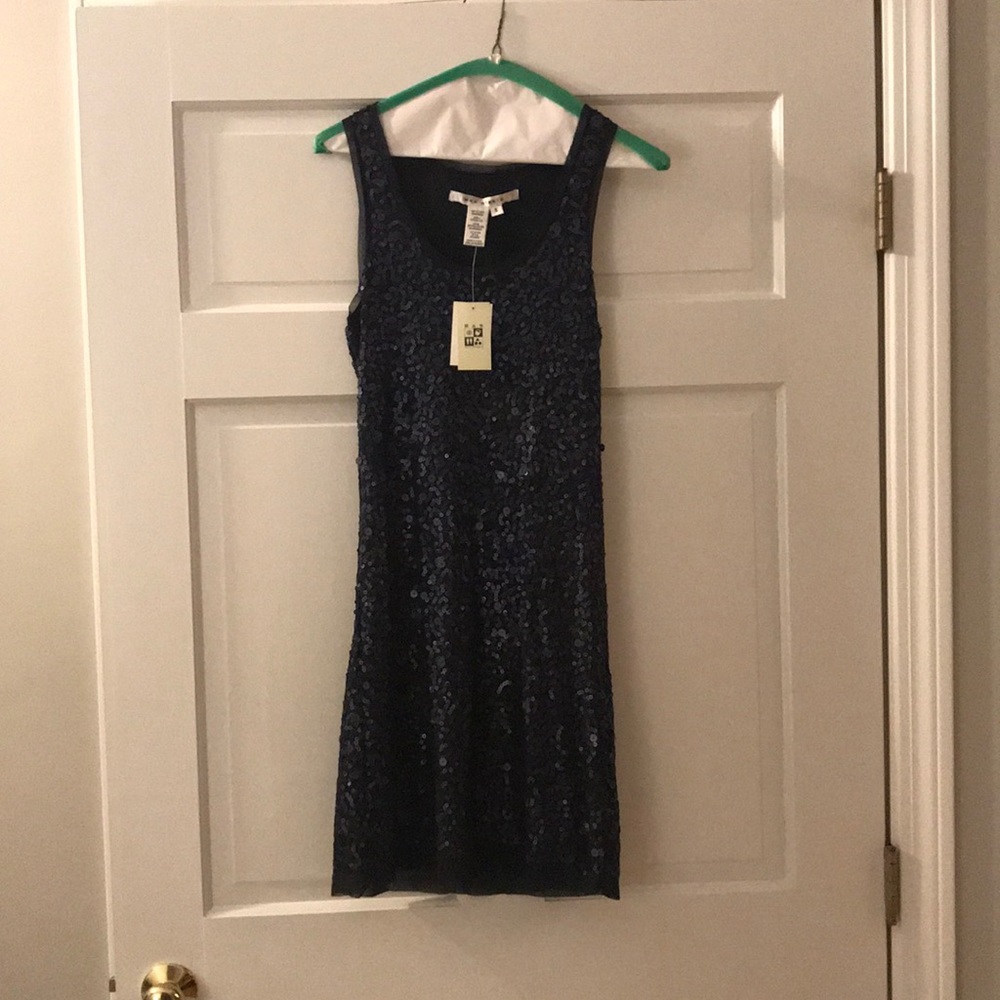 Blue beaded cocktail dress